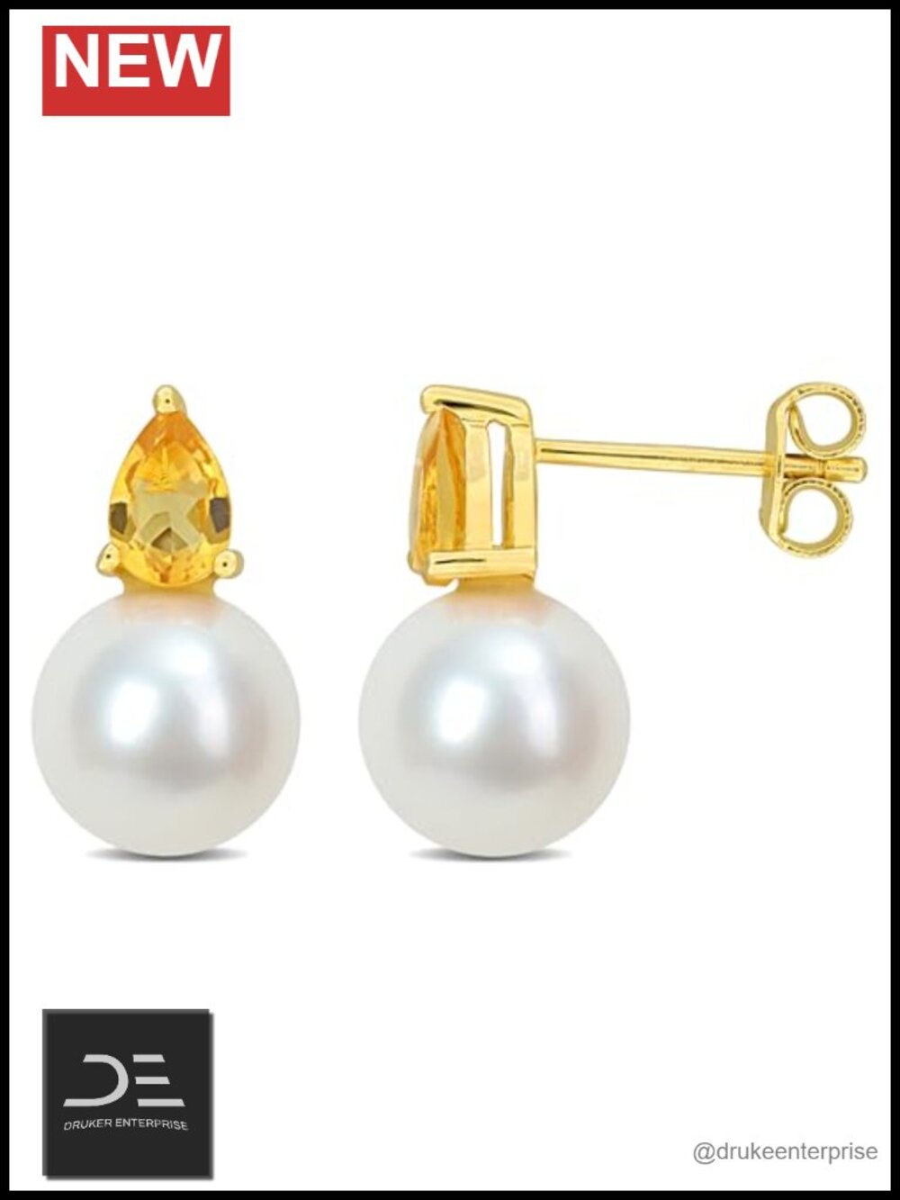 Freshwater Cultured Pearl Stud Earrings 8.5-9mm 925 Sterling Silver